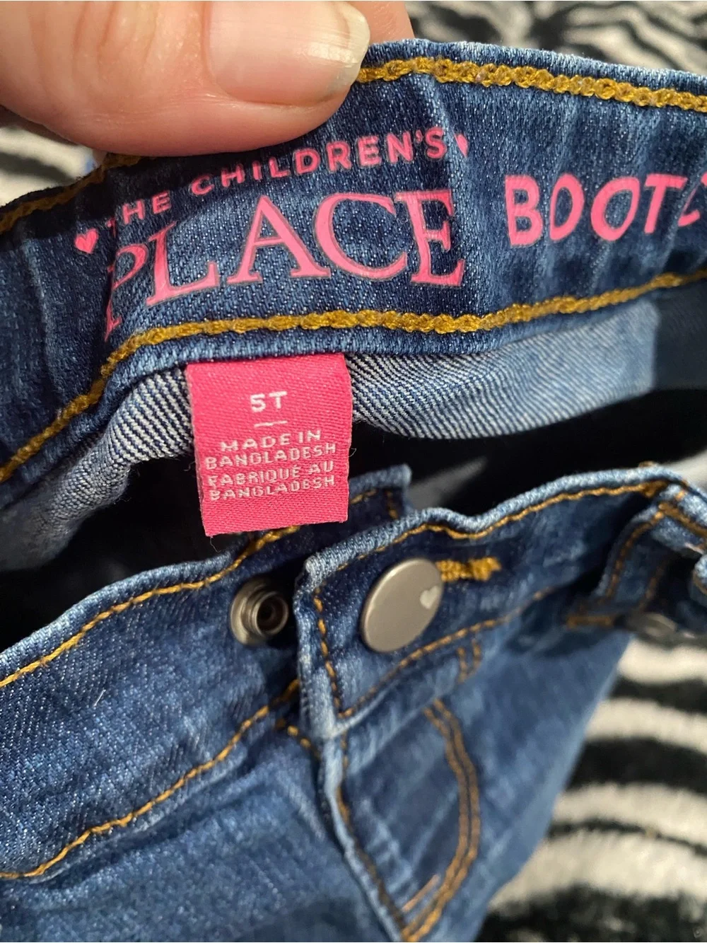 The Children's Place Blue Denim Jeans with Pink Logo Trim